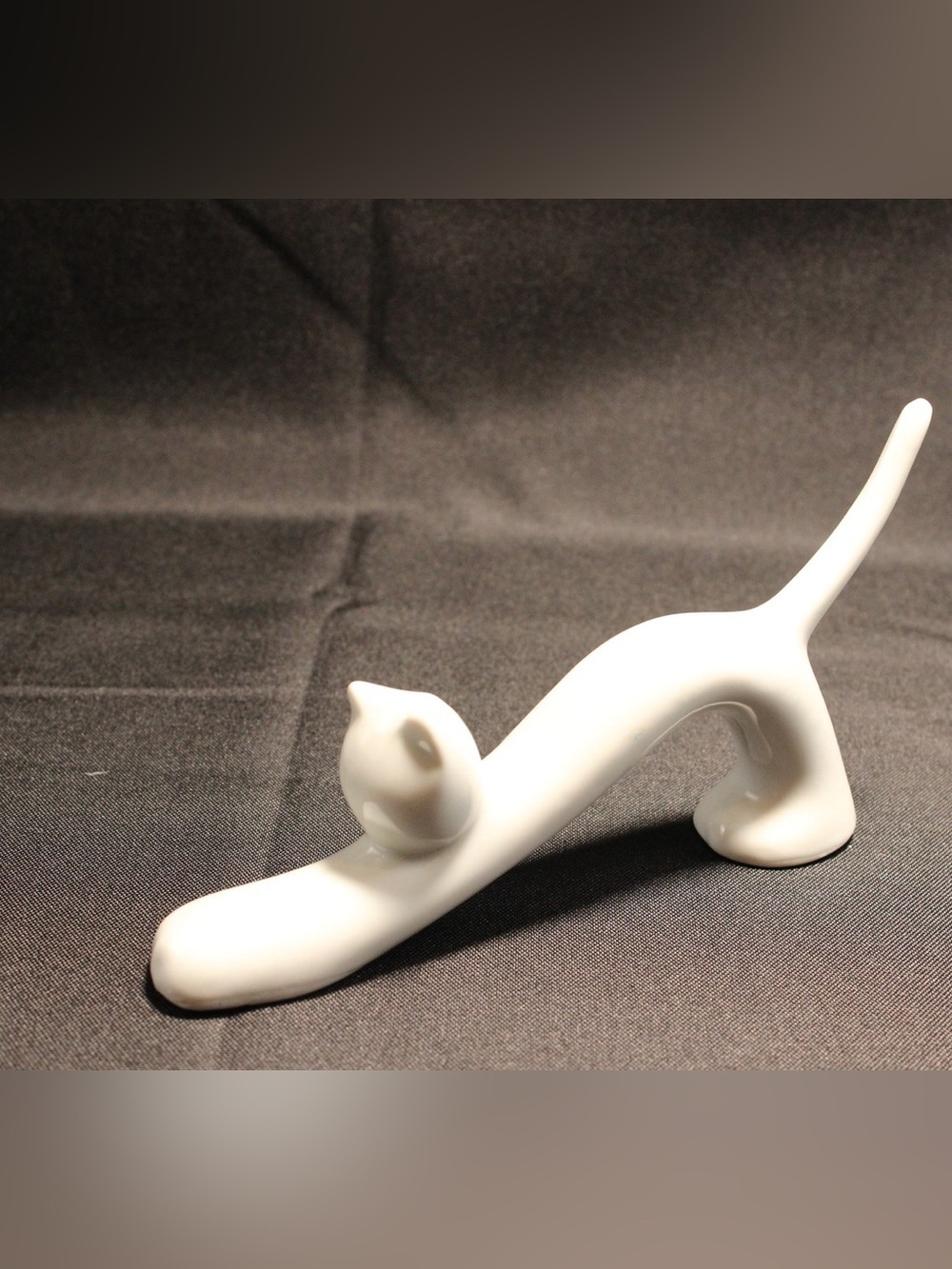 Naaman Israel White Porcelain Cat Figurine - Mid Century Modern Design